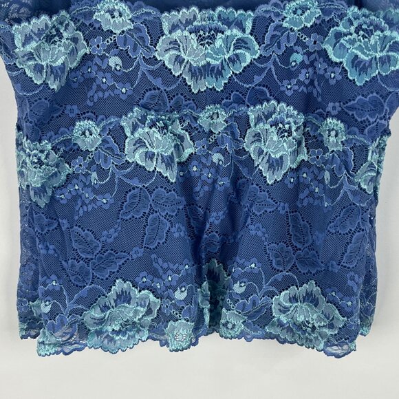 Unbranded Top Camisole Size M Blue Floral Wide Strap Lined Nylon Polyester - Picture 6 of 6